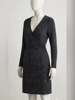 Mango Black Dress with White Polka Dots - Long Sleeve